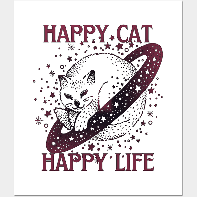 Happy cat happy life Wall Art by ArtsyStone